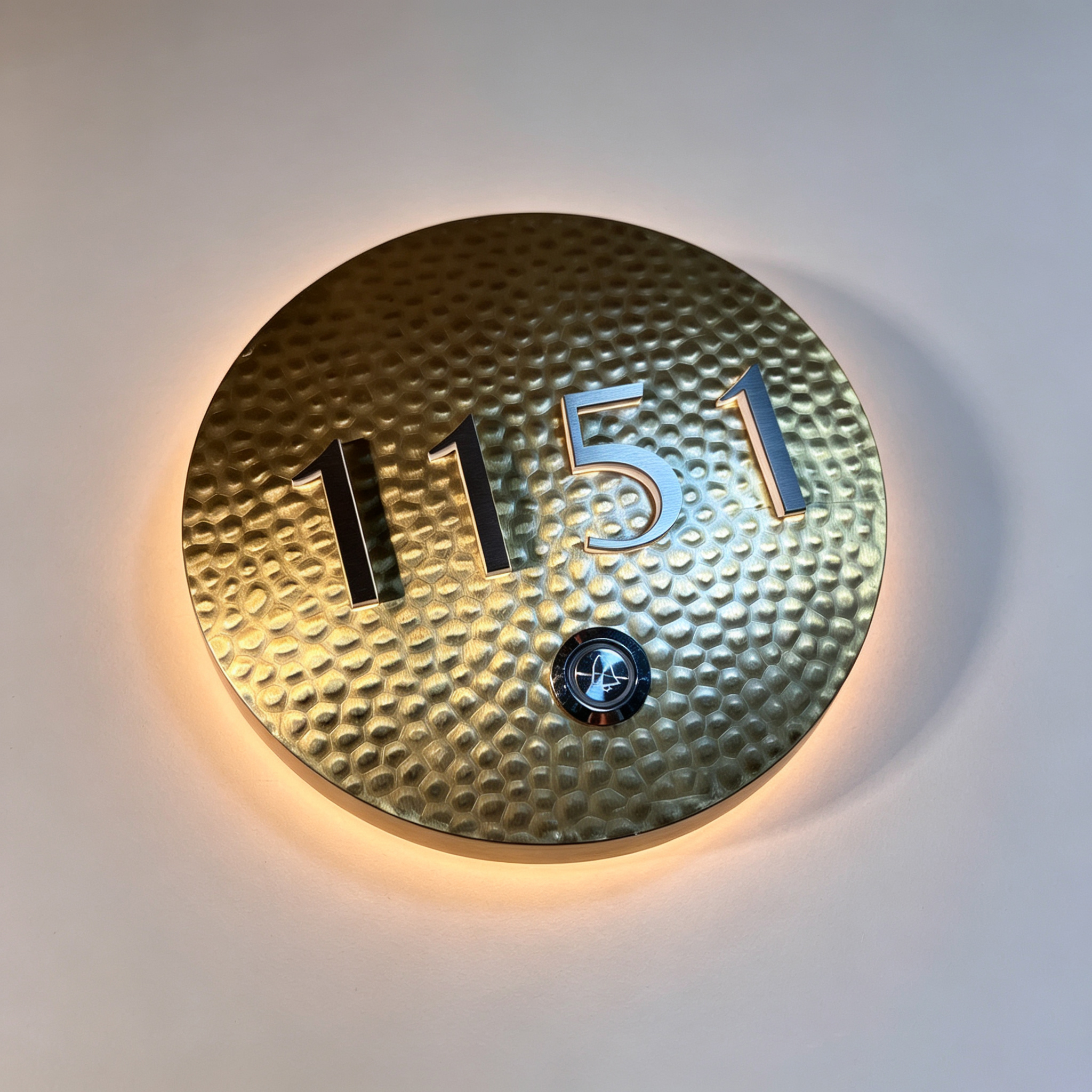 Round Backlit Hotel Room Number Plate With Doorbell Button