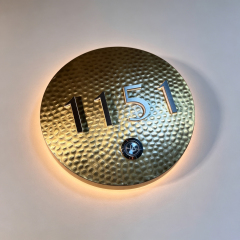 Round Backlit Hotel Room Number Plate With Doorbell Button
