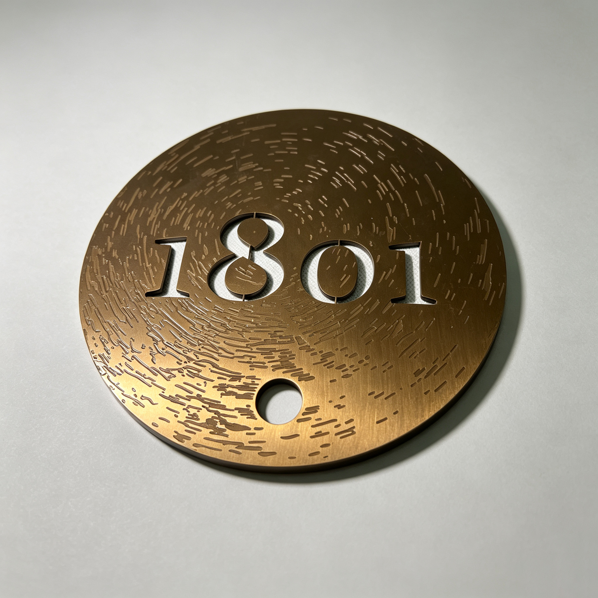 Round Brass Metal Cut‑Out Hotel Room Number Door Plaque