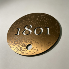 Round Brass Metal Cut‑Out Hotel Room Number Door Plaque