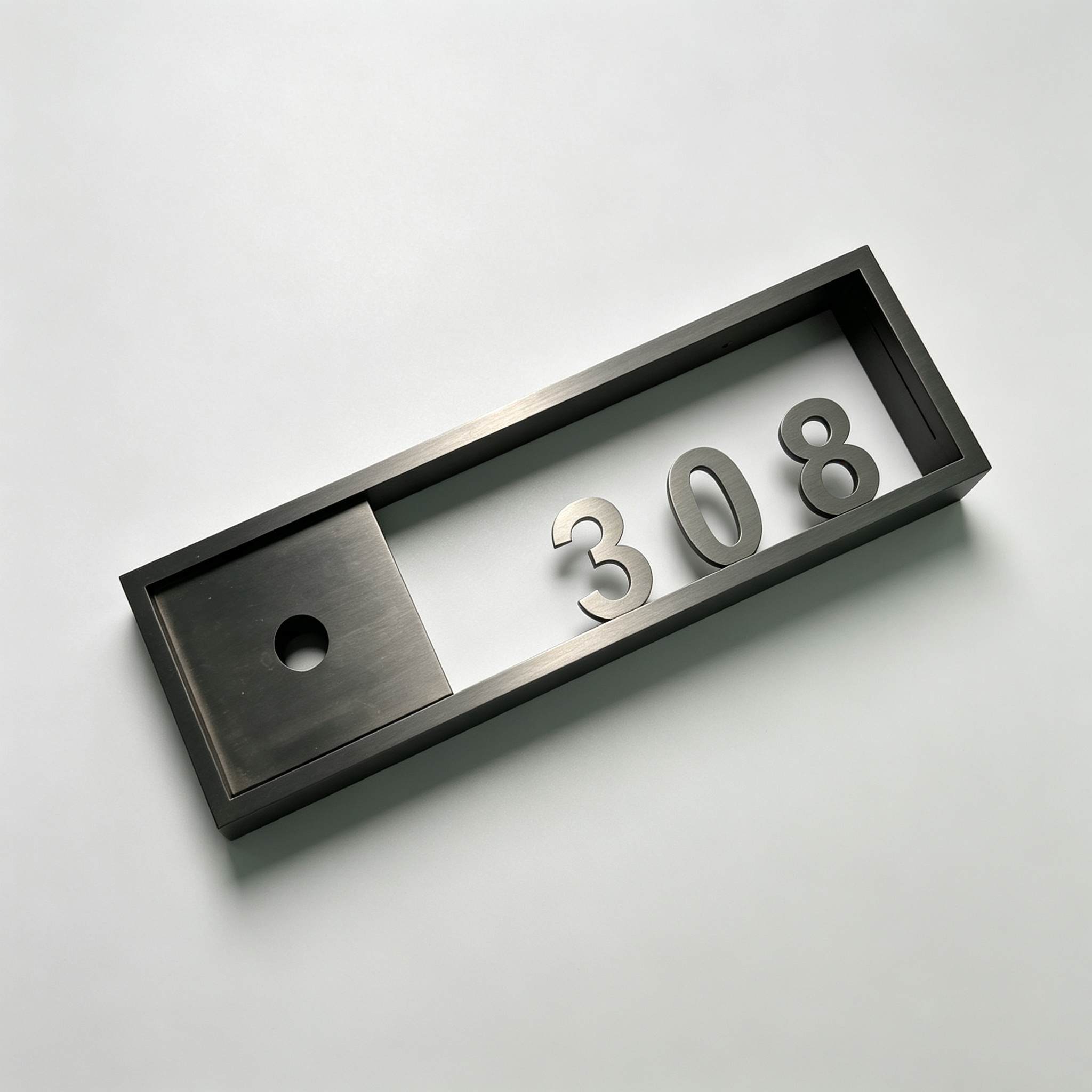 Framed Metal Hotel Room Number Door Sign With Doorbell Cutout