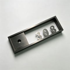Framed Metal Hotel Room Number Door Sign With Doorbell Cutout