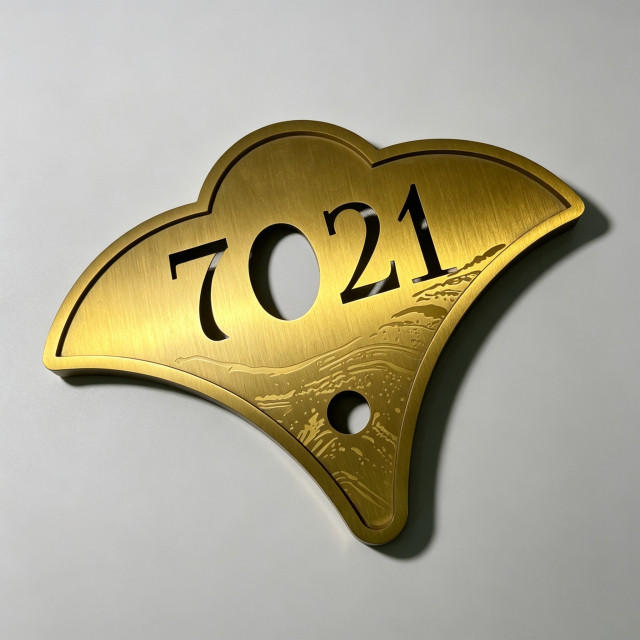 Brass Irregular Room Number Door Sign