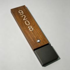 Vertical Wood Look Room Number Sign with Doorbell