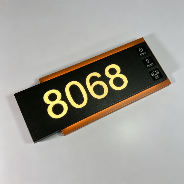Backlit LED Hotel Room Sign With Doorbell Touch Buttons