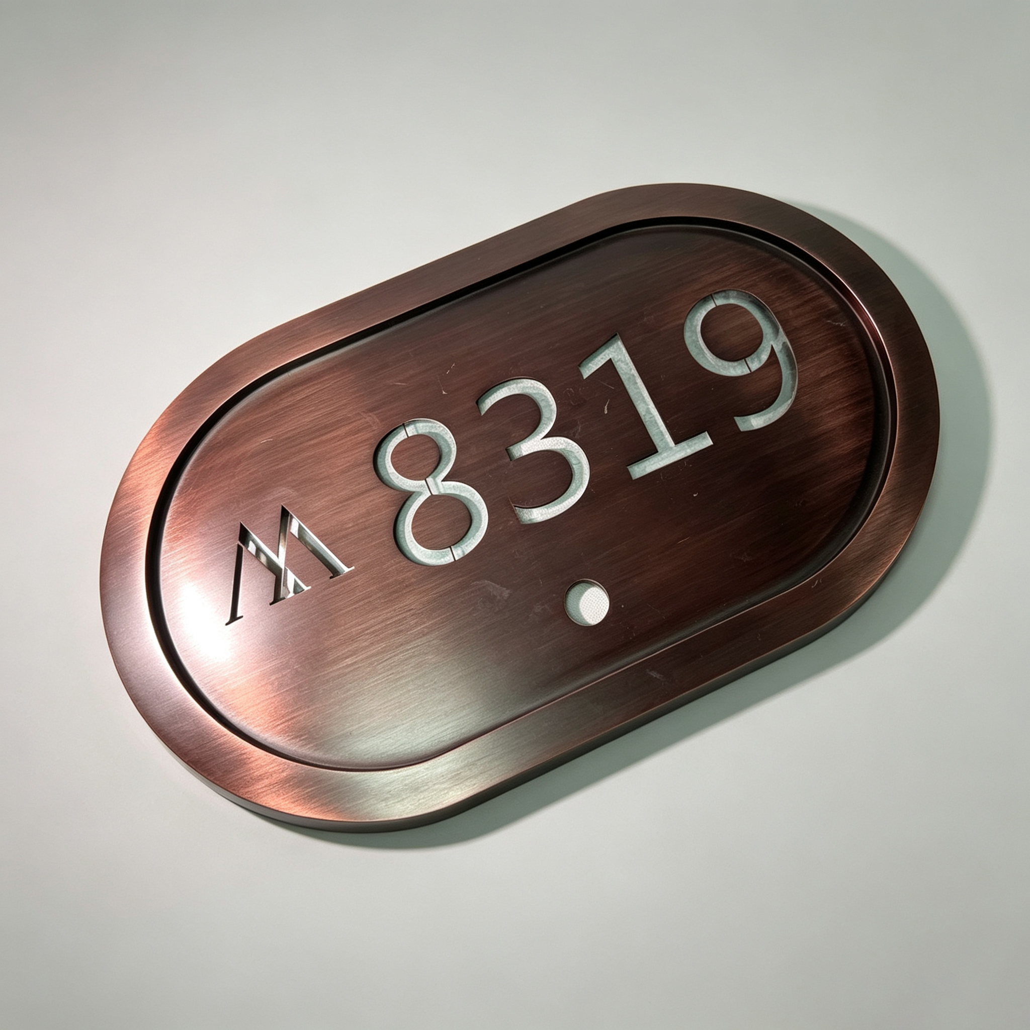 Oval Antique Brass Hotel Room Number Plate With Doorbell Hole