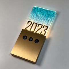 Resin Water‑Ripple Hotel Room Number Sign With Touch Doorbell Buttons