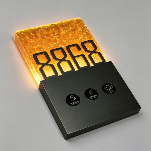 Resin Water‑Ripple Hotel Room Number Sign With Touch Doorbell Buttons