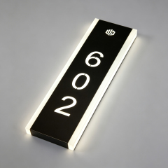 Resin Water‑Ripple Hotel Room Number Sign With Touch Doorbell Buttons