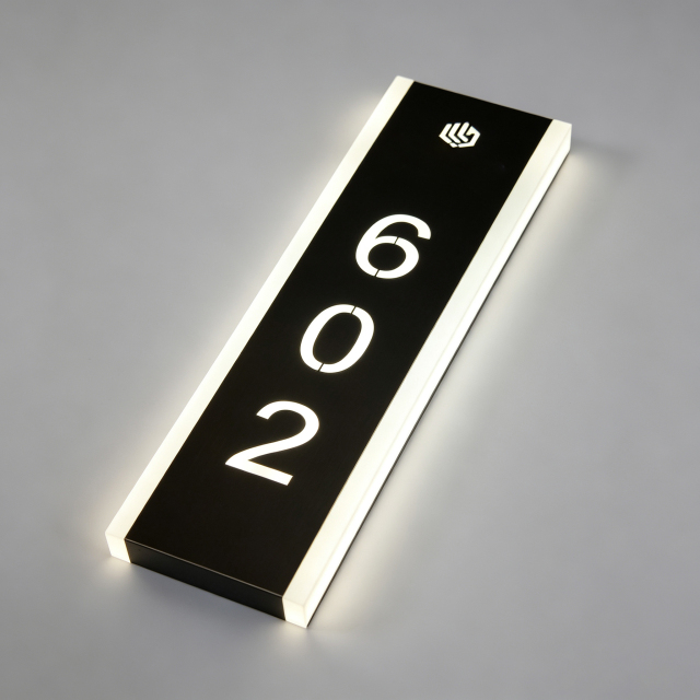 Resin Water‑Ripple Hotel Room Number Sign With Touch Doorbell Buttons