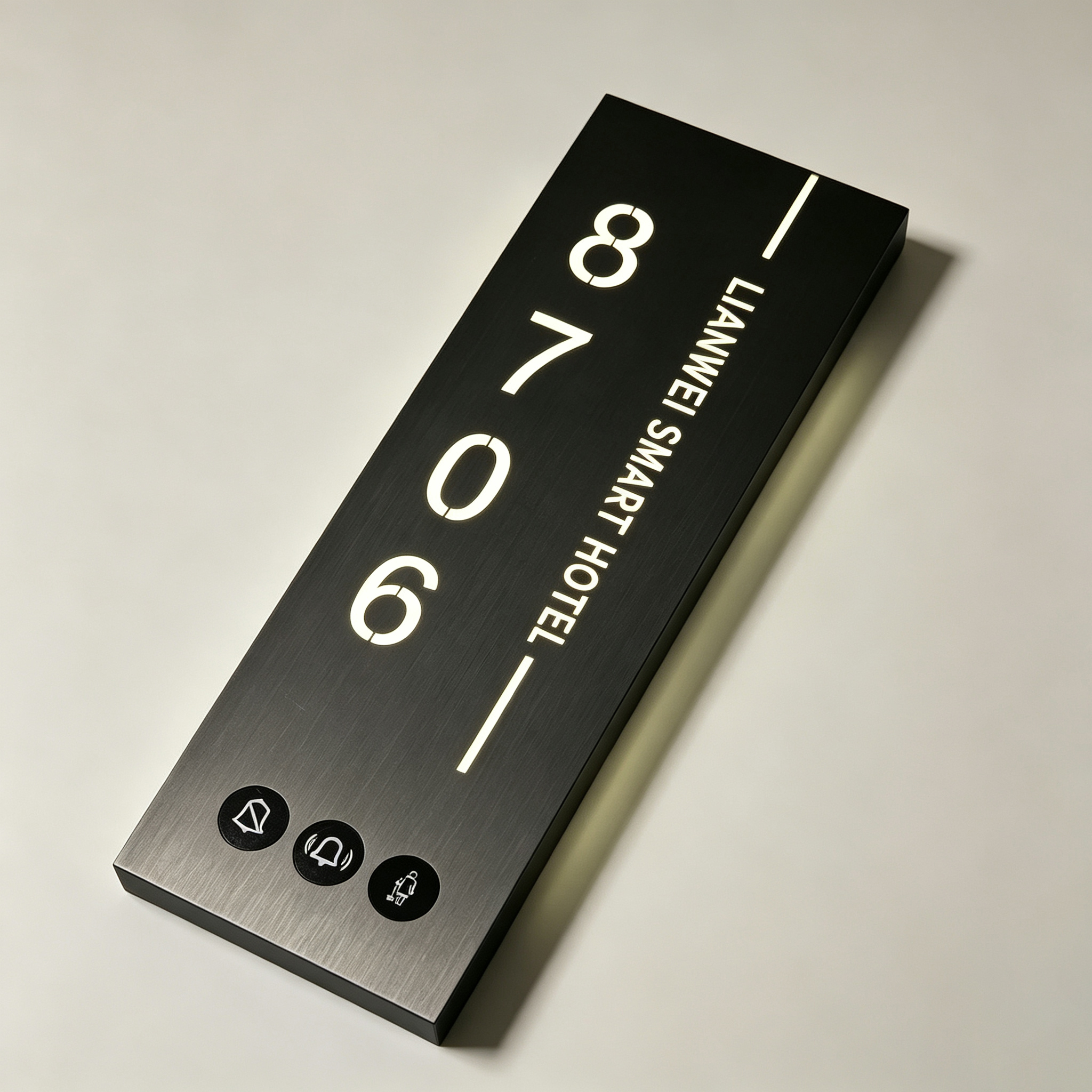 Vertical LED Backlit Hotel Room Door Sign With Touch Buttons