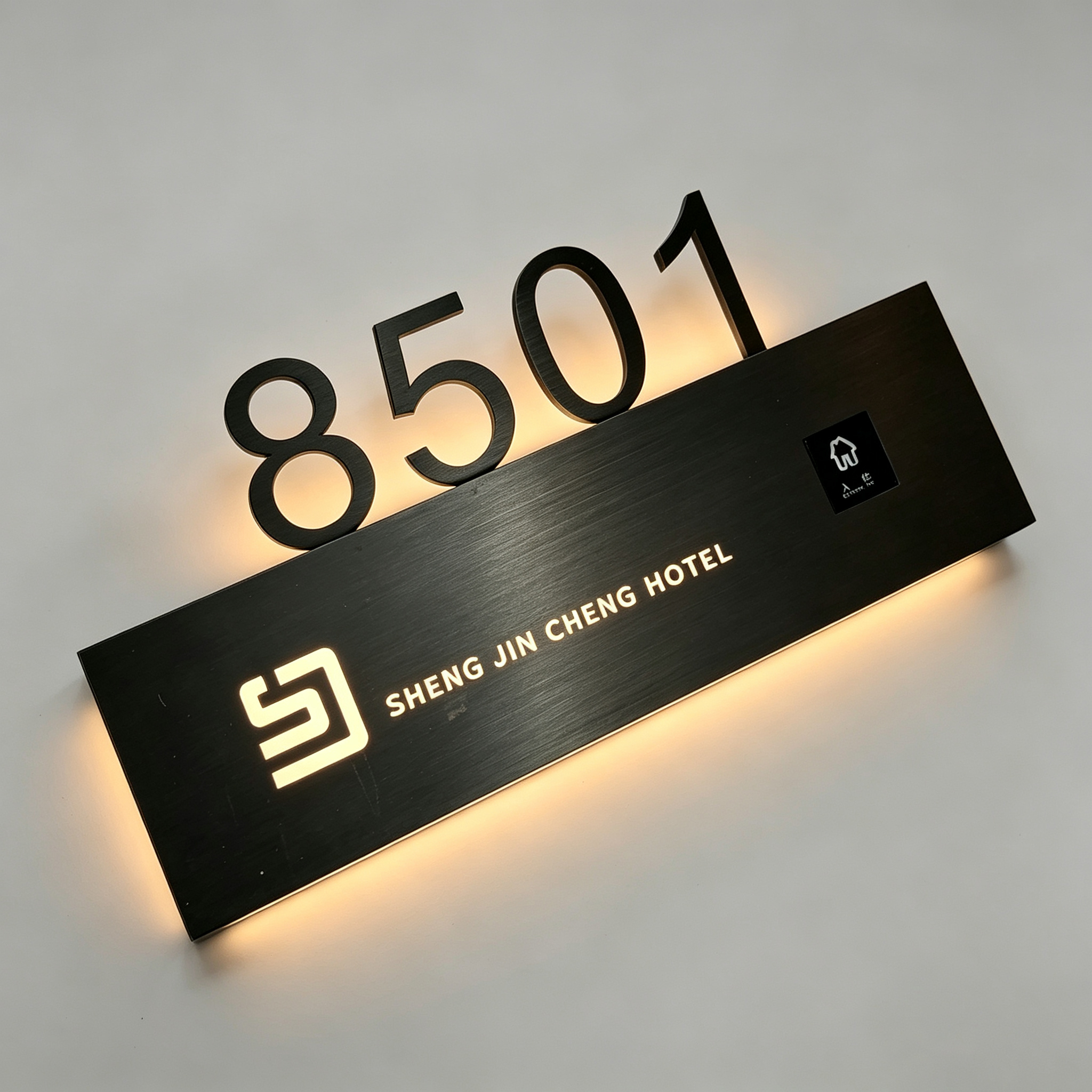 Backlit 3D Floating LED Hotel Room Door Sign With Doorbell