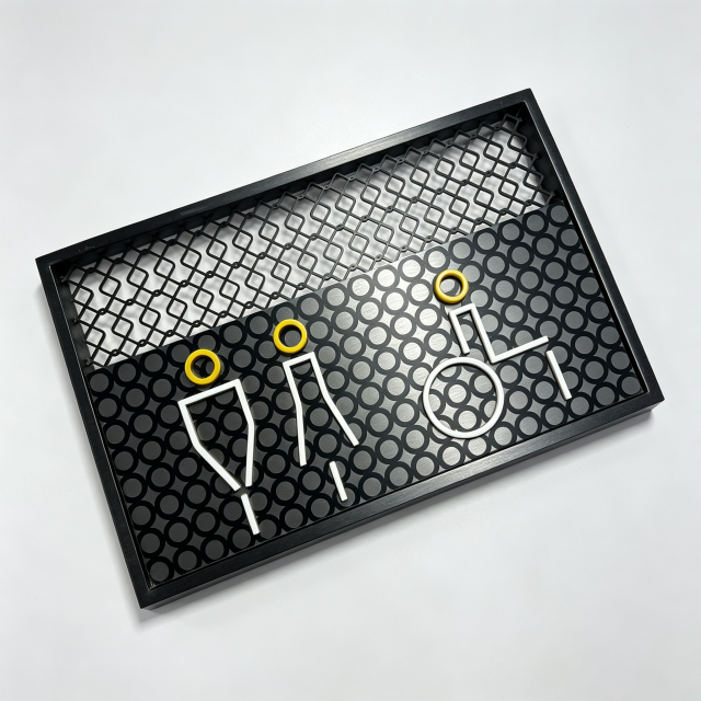 Framed Hollow Toilet Door Sign With 3D Colorful Pictogram Symbols