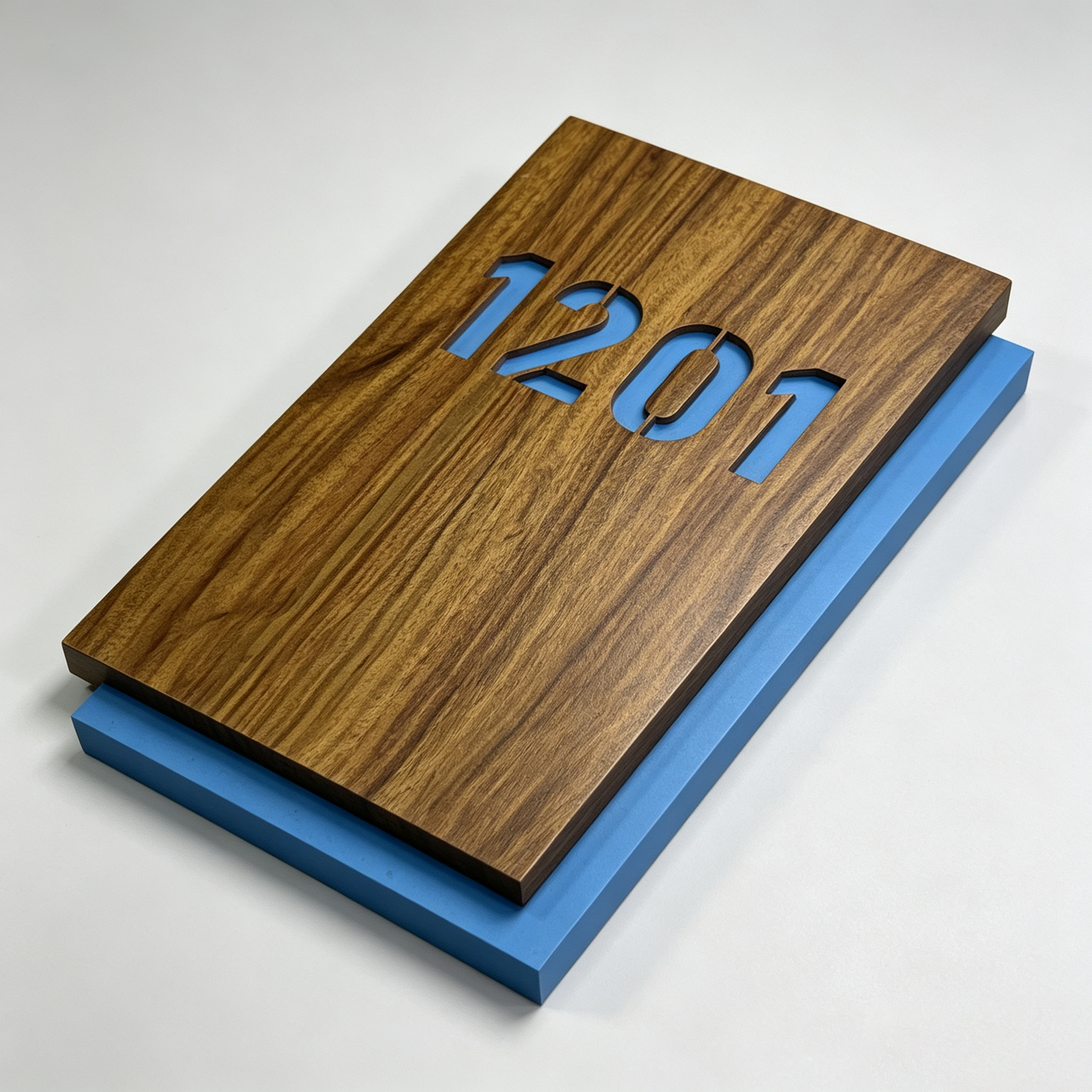 Double‑Layer Wood Effect Room Number Sign