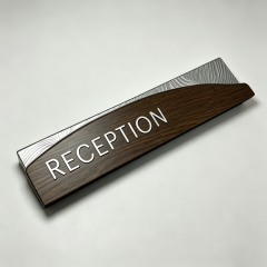 Wood Grain Metal Reception Hotel Facility Wall Sign