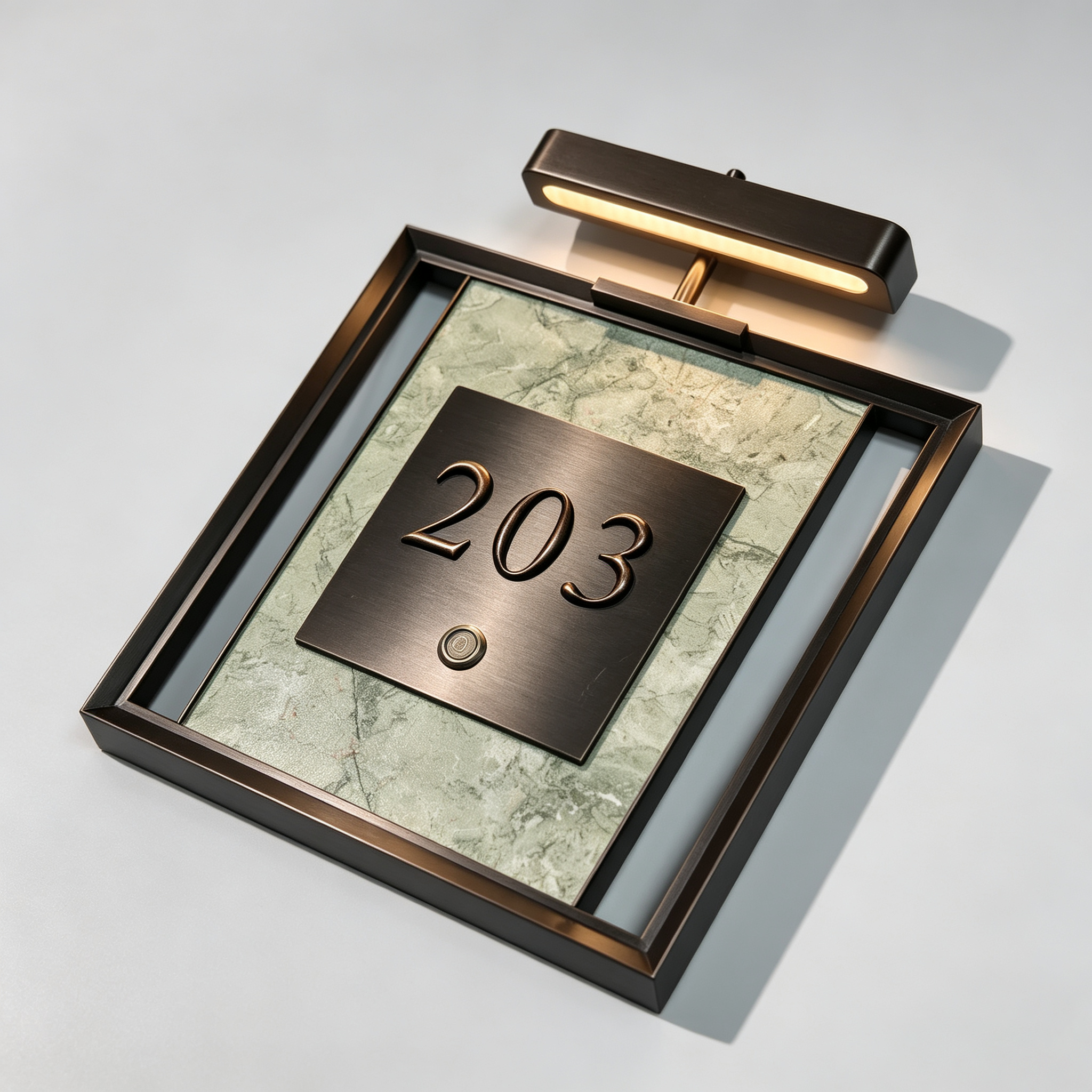 Hotel Room Number Sign With LED Spotlight & Doorbell