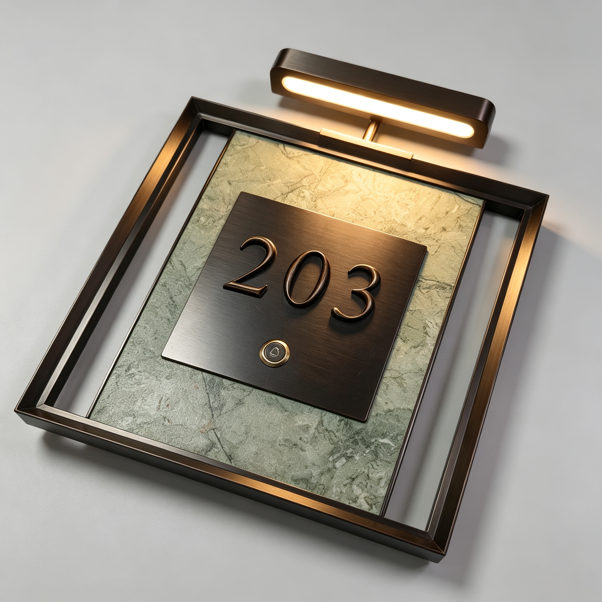 Hotel Room Number Sign With LED Spotlight & Doorbell