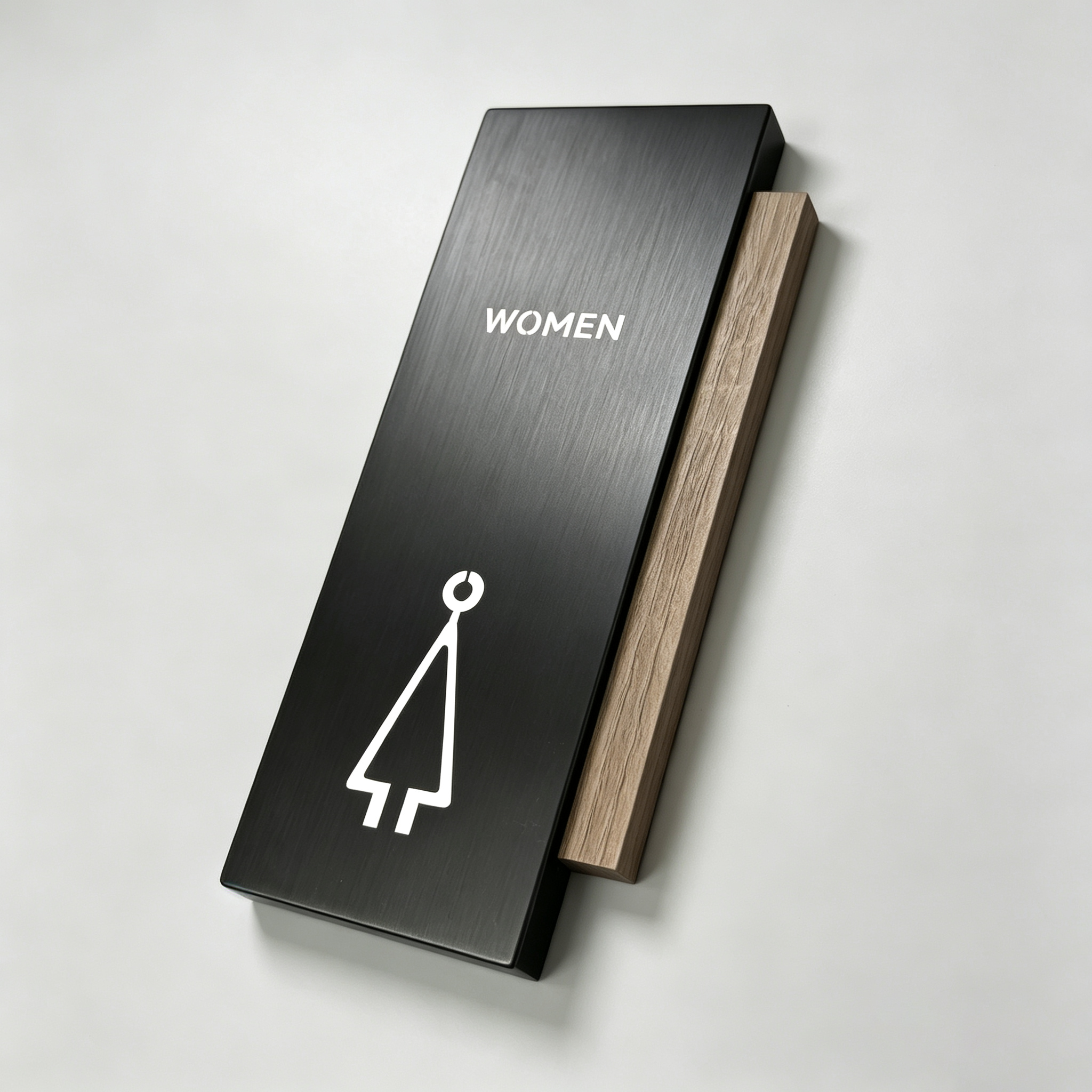Wood Accent Metal Women Restroom Hotel Facility Wall Sign