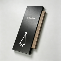 Wood Accent Metal Women Restroom Hotel Facility Wall Sign