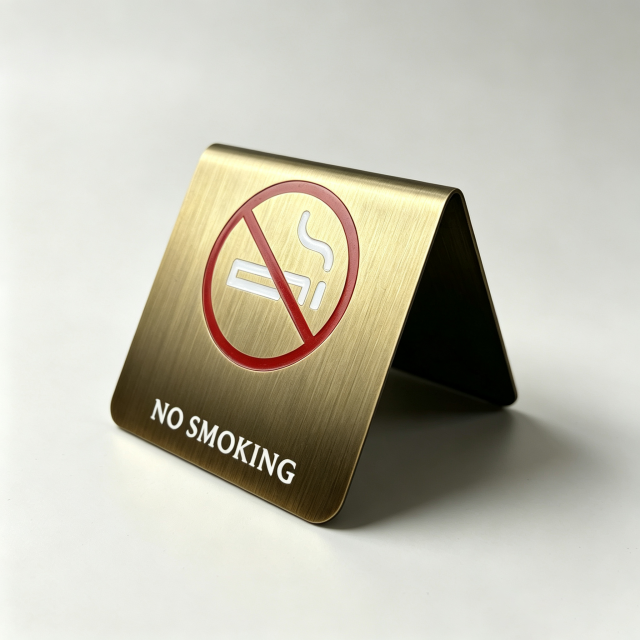 Brass Brushed Tent‑style No‑Smoking Facility Table Sign