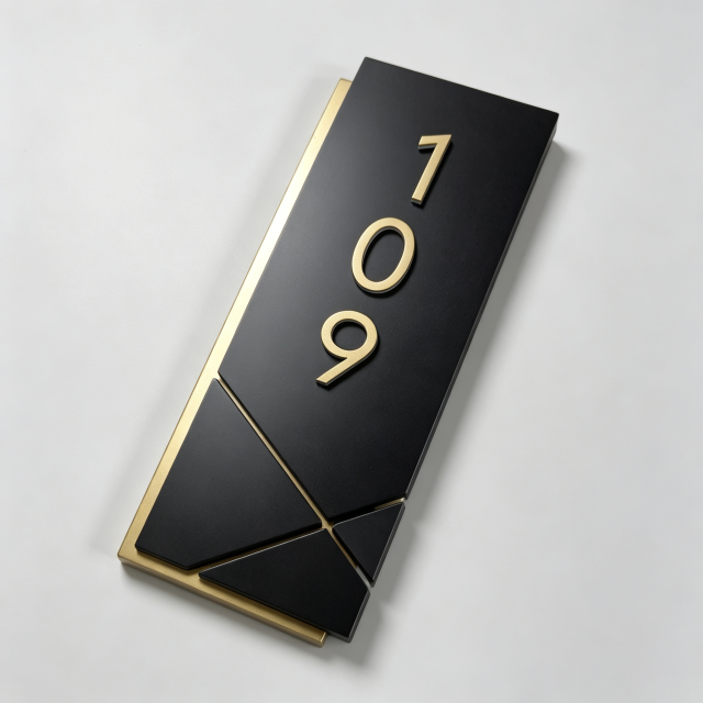 Black Gold 3D Hotel Room Number Plate