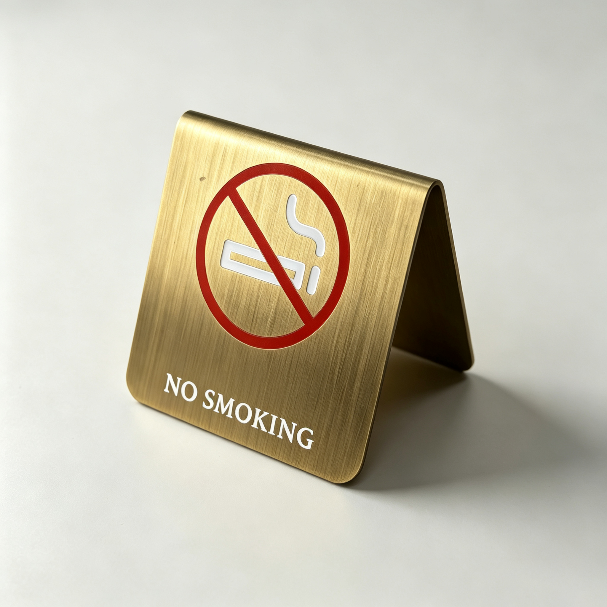 Brass Brushed Tent‑style No‑Smoking Facility Table Sign