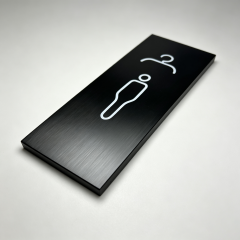 Non‑illuminated Brushed Metal Urinal Toilet Wall Sign, Hotel Facility Restroom Plaque