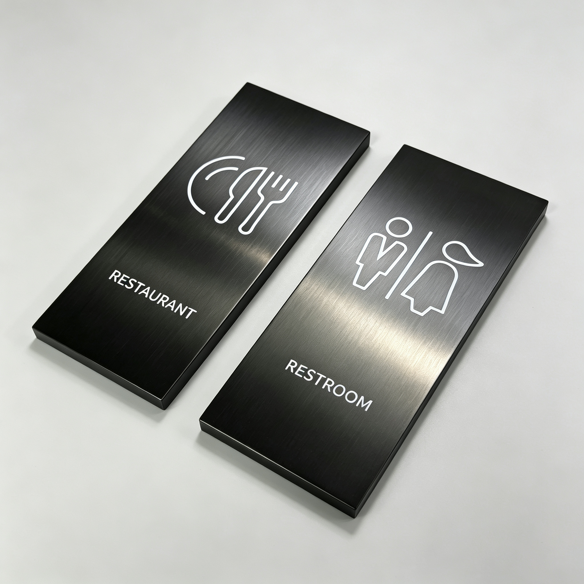 Brushed Black Metal Restaurant Restroom Hotel Facility Signs