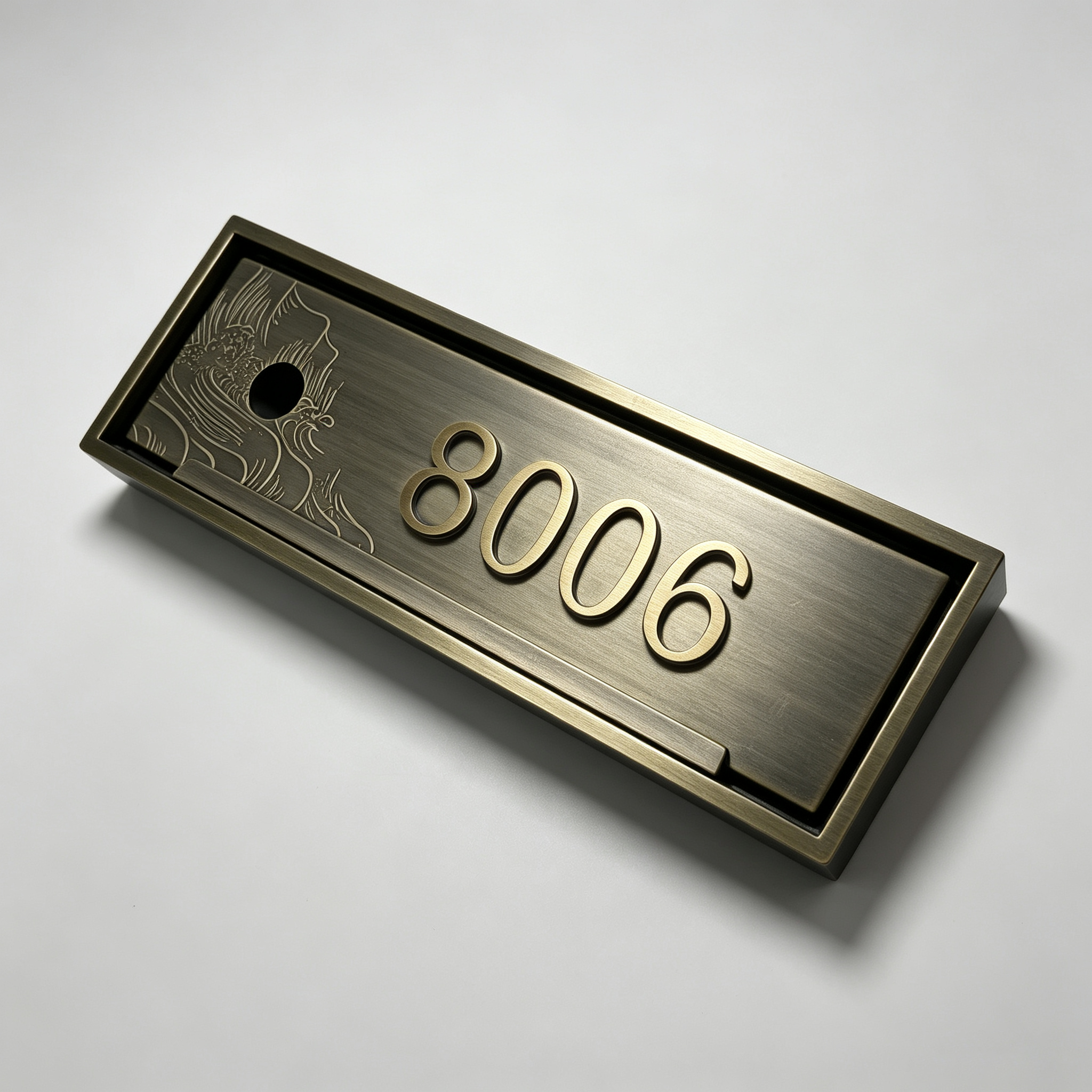 Antique Brass Hotel Room Door Plaque with Doorbell