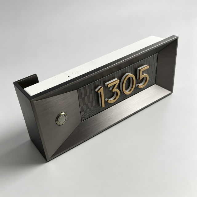Modern Hotel Room Door Sign With Doorbell Button