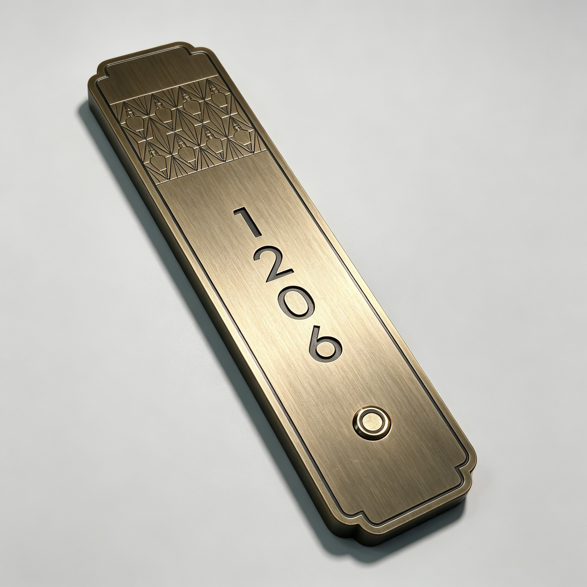 Vintage Brass Hotel Room Number Door Plate With Doorbell Button