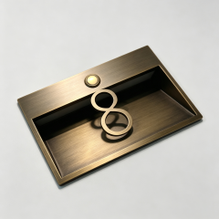 Recessed Brass Hotel Room Plate with Doorbell