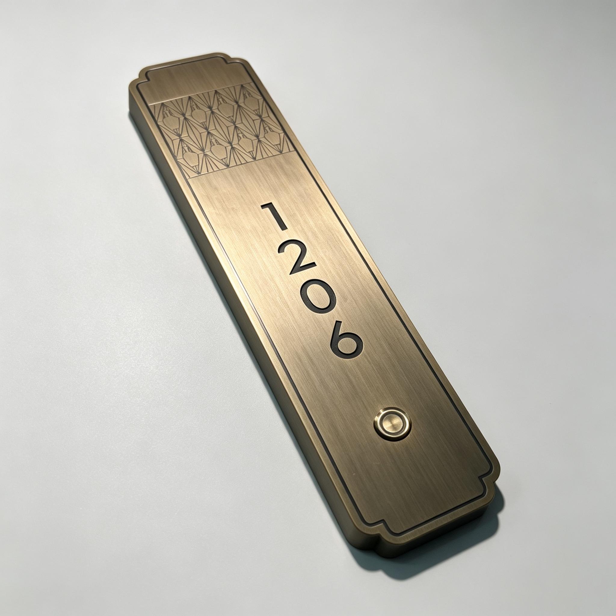 Vintage Brass Hotel Room Number Door Plate With Doorbell Button