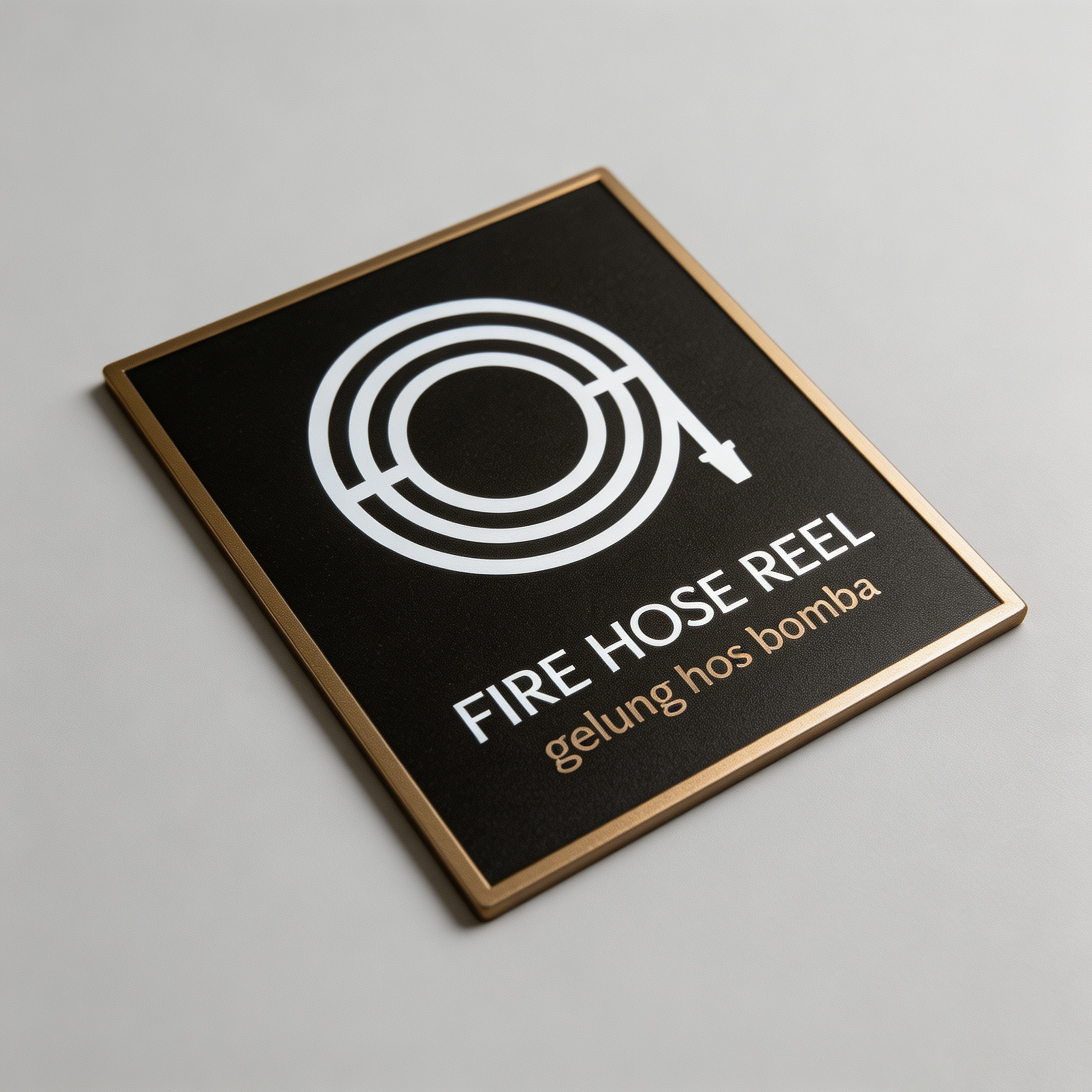 Square Commercial Fire Equipment Signage With Fire Hose Pictogram Symbol