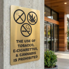 Rectangle Hotel Business Premise Notice Sign Prohibited Smoking Substance Wall Mount Plaque