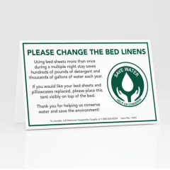 Eco‑Friendly Water Conservation Table Tent Plaque Guest Room Environmental Notice Sign