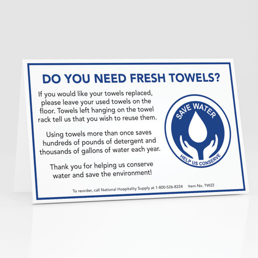 Eco‑Friendly Water Conservation Table Tent Plaque Guest Room Environmental Notice Sign