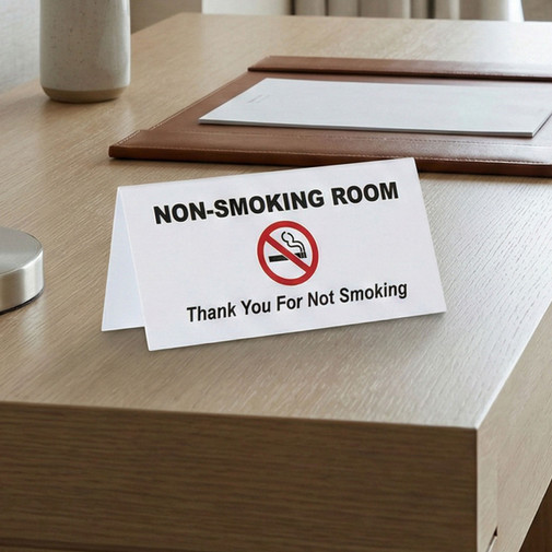 Tent‑Style Counter Top Warning Plaque, Non‑Smoking Notice Table Sign For Hotel