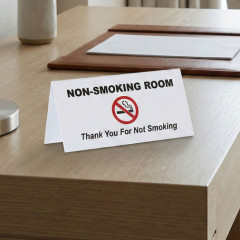 Tent‑Style Counter Top Warning Plaque, Non‑Smoking Notice Table Sign For Hotel