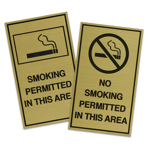 Vertical Metal Area Notice Sign Set Smoking Permitted & No Smoking Permitted Hotel Facility Signs