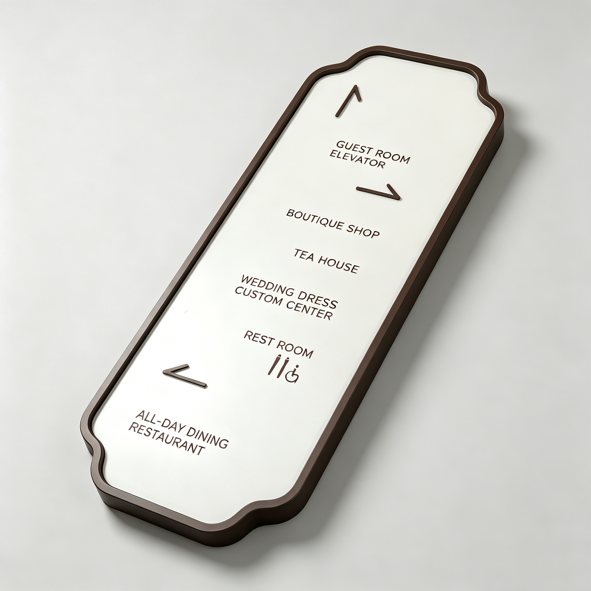 Directional Facility Sign Vintage Curved Frame 3D Raised Text Hotel Direction Wall Plaque