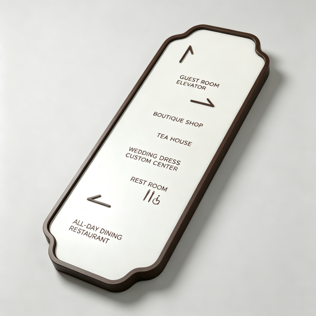 Directional Facility Sign Vintage Curved Frame 3D Raised Text Hotel Direction Wall Plaque