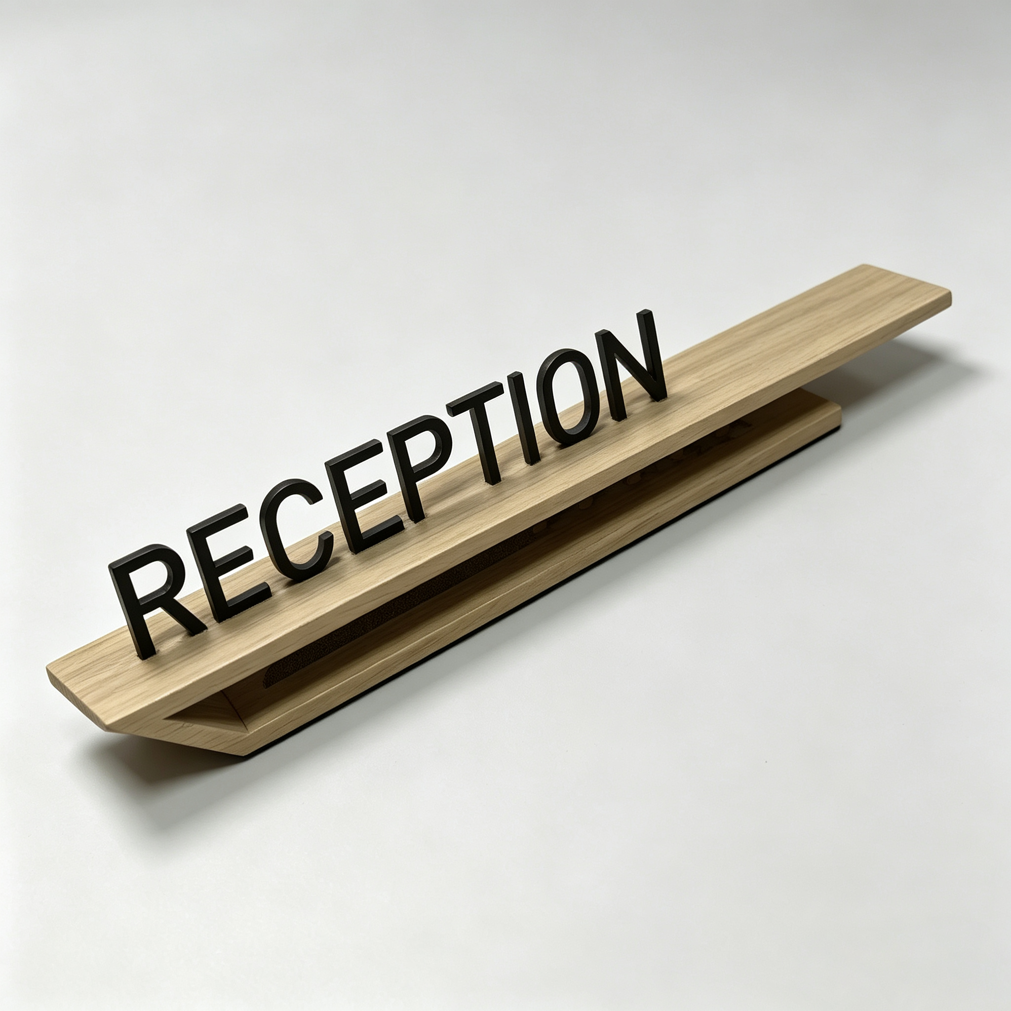 Custom Table Top Hotel Reception Sign Wooden Desk Plaque