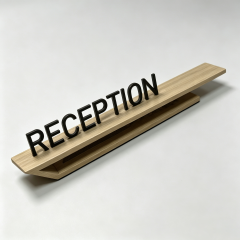 Custom Table Top Hotel Reception Sign Wooden Desk Plaque