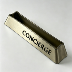 Desk Concierge Sign Brushed Brass Hotel Counter Top Plaque