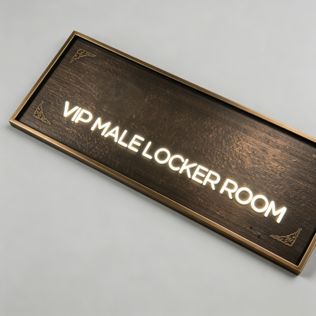 LED Lighted Wall Sign Vintage Metal Framed Illuminated Room Name Plaque