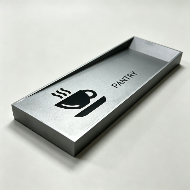 Metal Facility Sign, Hotel Pantry Wall Plaque With Symbol Icon
