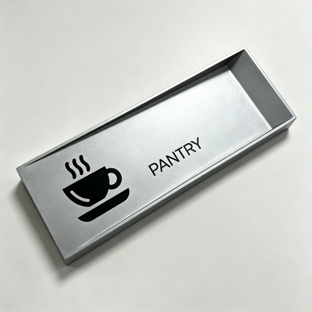 Metal Facility Sign, Hotel Pantry Wall Plaque With Symbol Icon