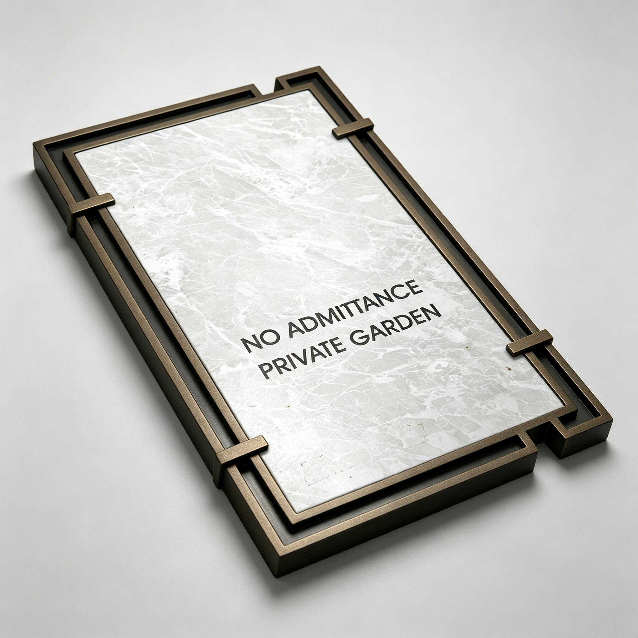 Private Area Wall Sign Marble Texture Facility Warning Plaque With Metal Frame