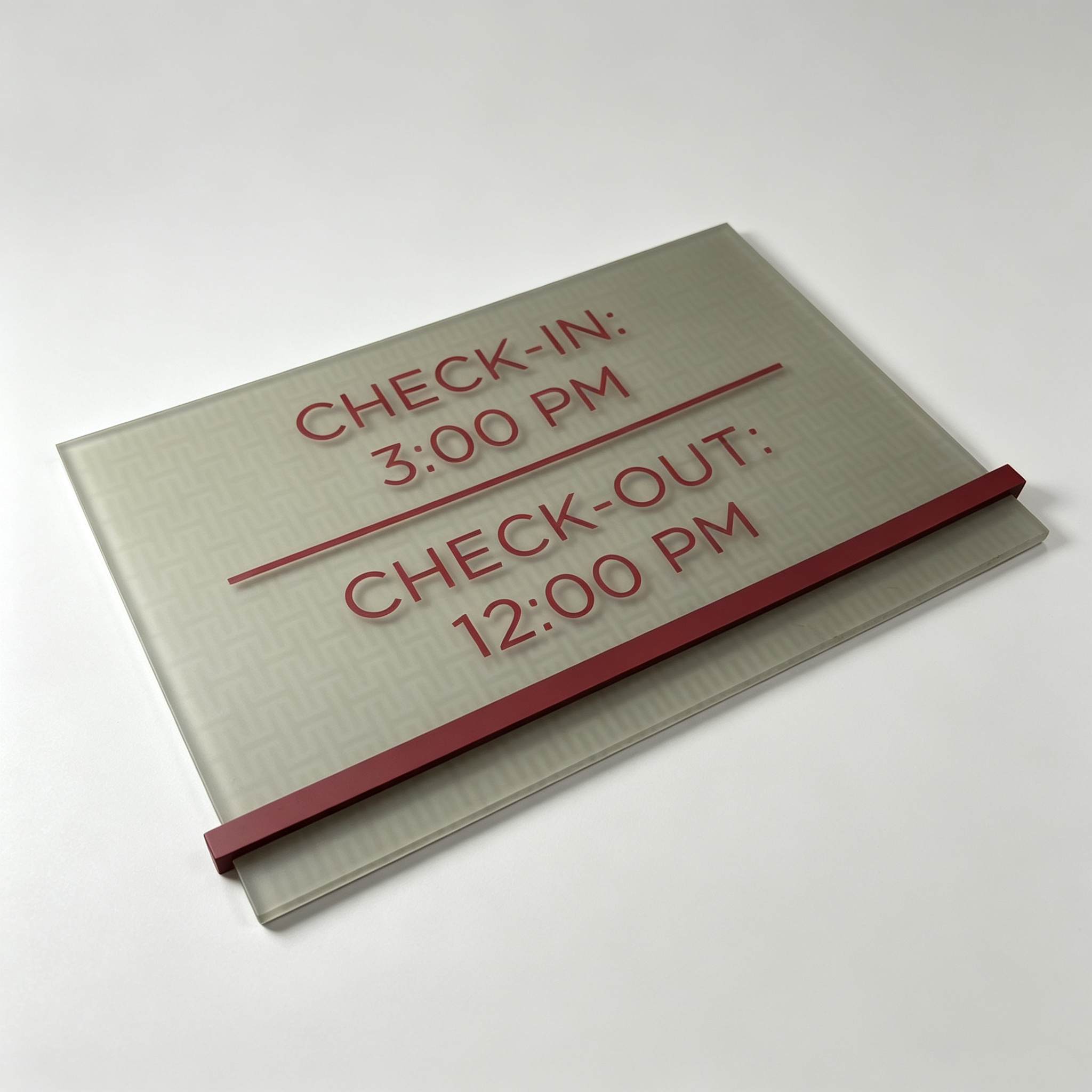Acrylic Hotel Check‑in Check‑out Wall Sign, Facility Information Plaque